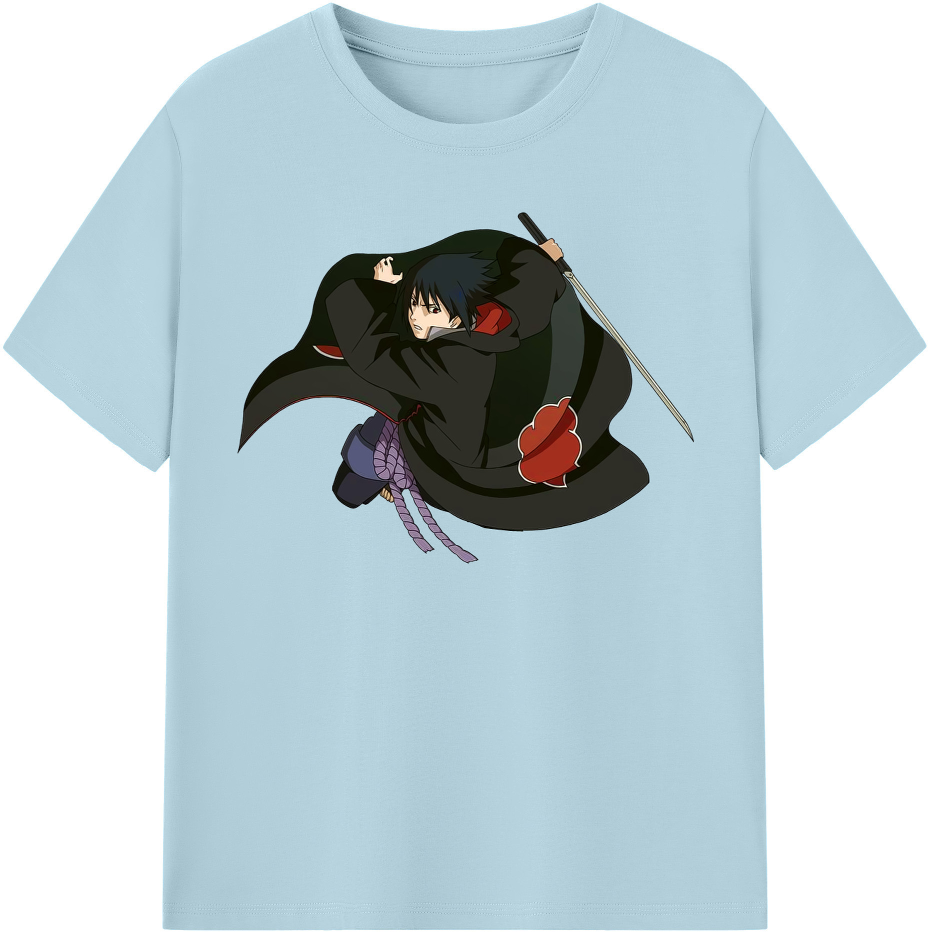 （画像用） NARUTO -ナルト- うちは サスケ Uchiha Sasuke 綿100％半袖Tシャツ（フロントプリント）